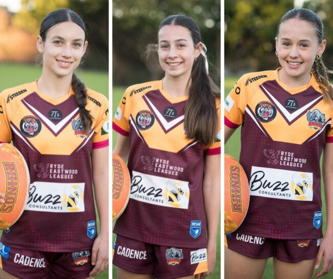 Zara Palfrey, Melissa Bridge and Chloe McGregor of Holy Cross Rhinos. Pictures: Digital Flashbacks Photography