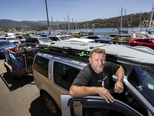 Bernie Colebourn waiting to catch the ferry to Bruny Island. Picture: CHRIS KIDD