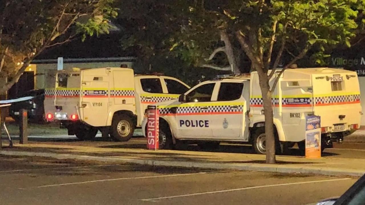 Police cars on the scene in Brentwood where a 57-year-old man had been set on fire on Monday night. Picture: Nine News