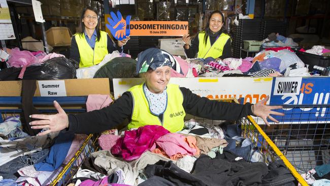 Lifeline Macarthur volunteers Helen Sahin (front) with Maria Matriano and Julie Zemple at Smeaton Grange.