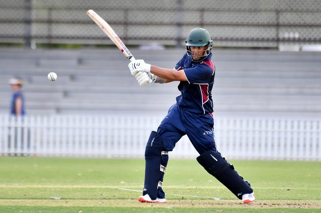 TSS batsman Dushyant Thaman GPS First XI cricket between TSS and ACGS Saturday February 1, 2025. Picture, John Gass