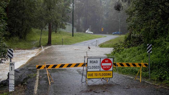 Bonogin Rd road closed at Bonogin. Picture: Jerad Williams