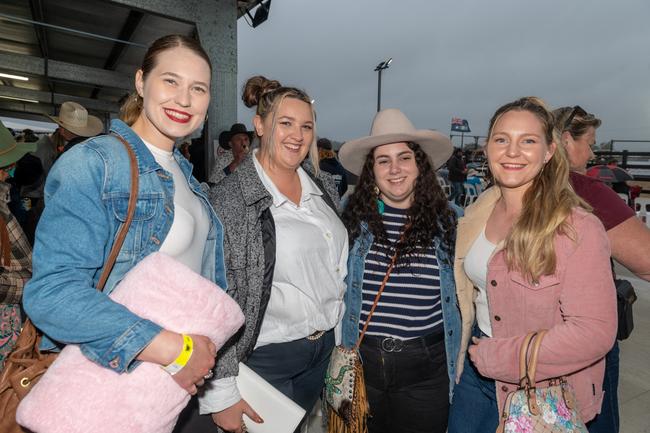 Brooke Anderson, Tash Irvine, Briony Shaw and Jessica Anderson at the PBR Bull Pit Bull Bash at Dittmann Bucking Bulls in Bloomsbury. August 27, 2022. Picture: Michaela Harlow