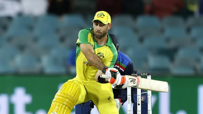 Australia's Glenn Maxwell reverse sweep six.