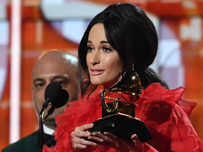 Kacey Musgraves won the big gong of the night - Album of the Year. Picture: Robyn Beck/ AFP