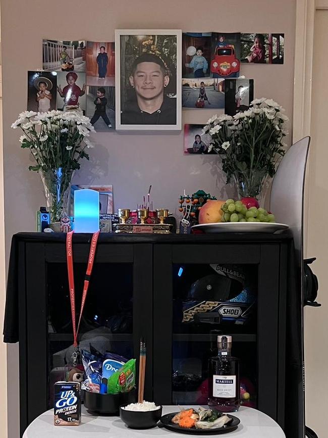 A memorial at Jonathan Tran's Springvale home. Picture: Supplied