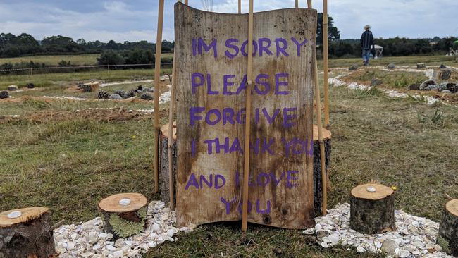 Installation art in the healing centre over the rise from the main site. Picture: AMANDA DUCKER