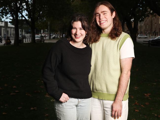 Katy Johnstone 19 and Ruben Sherriff 19 who are both completed a bachelor of social work with honours at UTAS. Picture: Nikki Davis-Jones