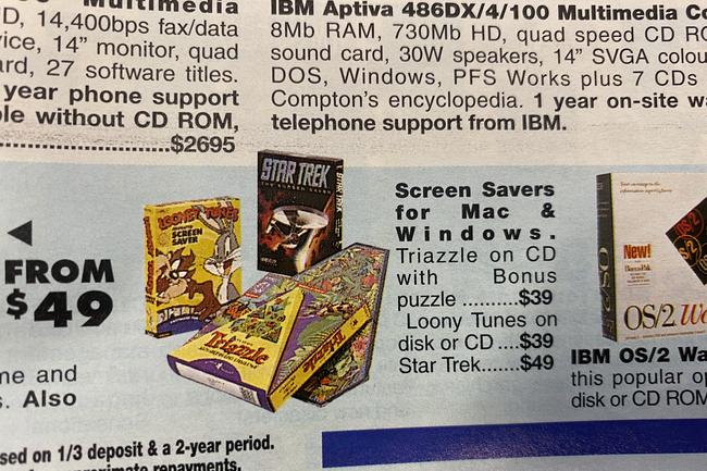 1995 - when you had to pay huge prices for screensavers. Advertisements in the Gold Coast Bulletin, August 1995. Gold Coast History.