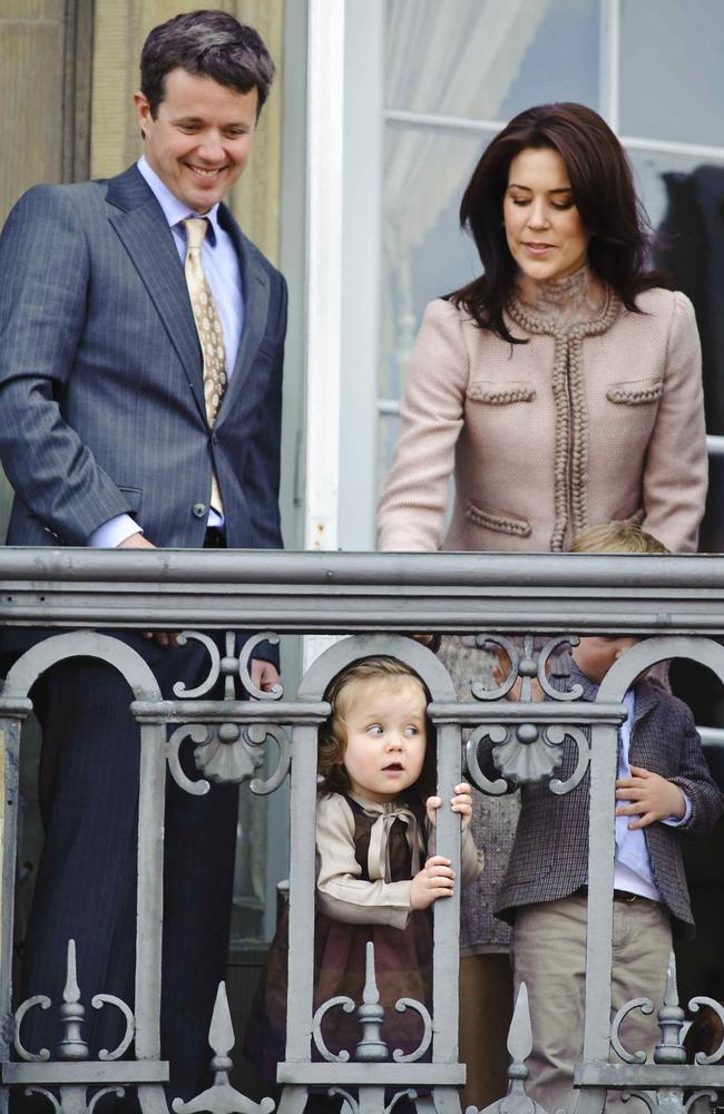 Princess Isabella steals the show at Queen Margrethe’s 69th birthday on the balcony at Amalienborg Palace. Picture: Picture Media