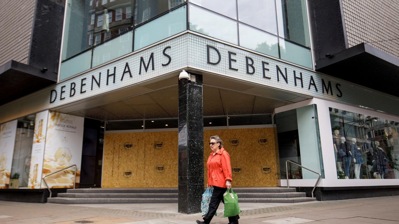 A UK department store, boarded up and closed-down due to the coronavirus, on Oxford Street in central London. Picture: Tolga Akmen/AFP