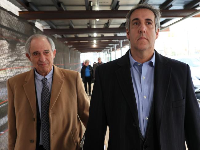 Former Trump Attorney Michael Cohen (r) arrives to meet with the Manhattan District Attorney on February 8. Picture: Michael M. Santiago/Getty Images