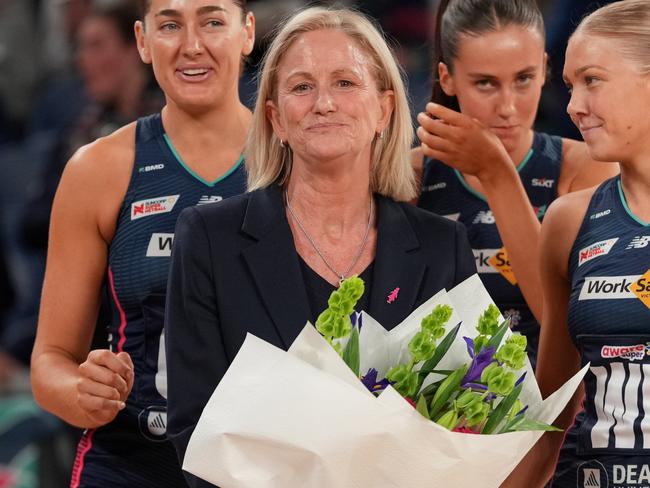 McKinnis is acknowledged for her 200th milestone in front of the Vixens crowd. Picture: Asanka Ratnayake/Getty Images