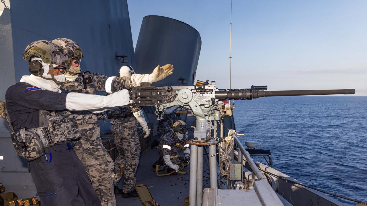 Crew members had the chance to brass up floating targets. Picture: Department of Defence.