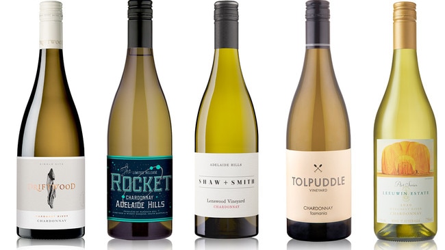 Driftwood Estate chardonnay, Murdoch Hill Rocket chardonnay, Shaw and Smith chardonnay, Tolpuddle Vineyard chardonnay and the Leeuwin Estate art series chardonnay.