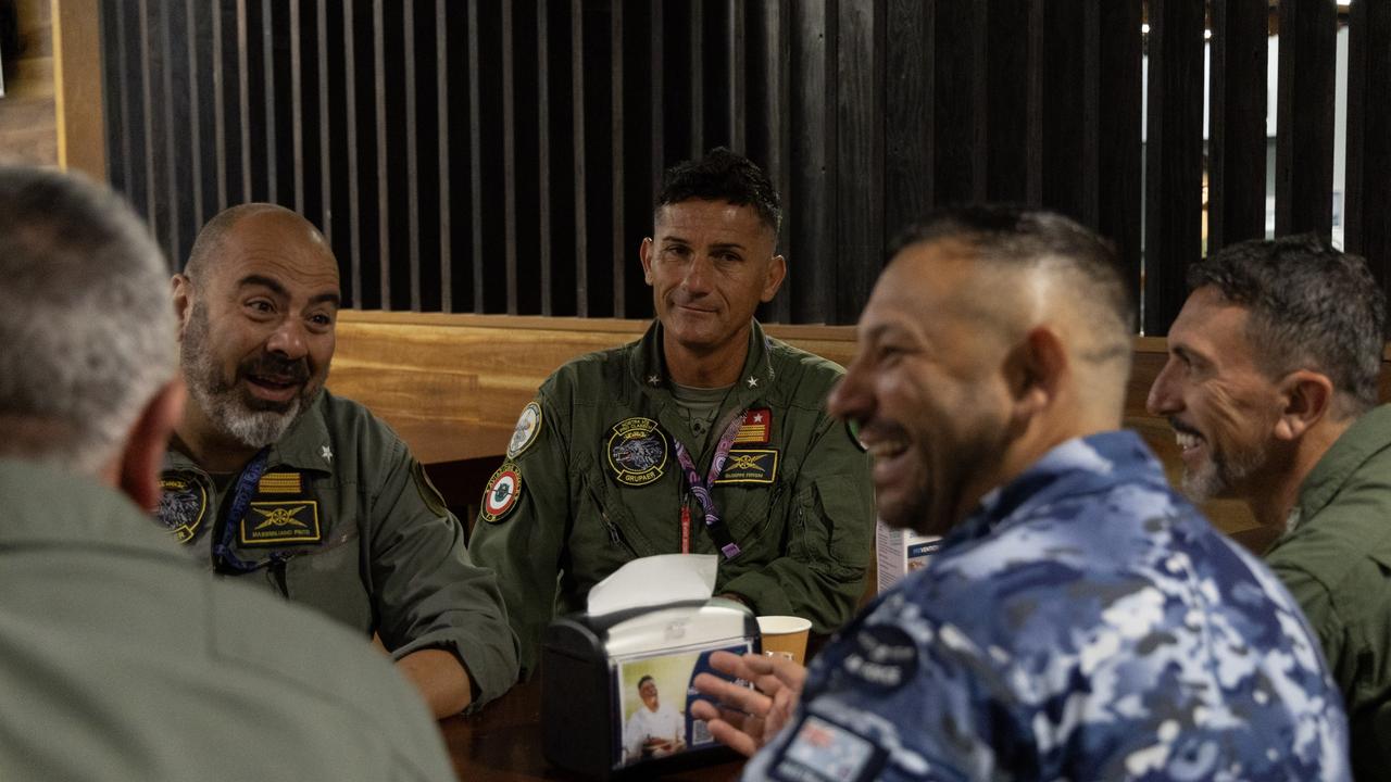 Military personnel enjoying the cafe at DAP-D. Picture: Department of Defence.