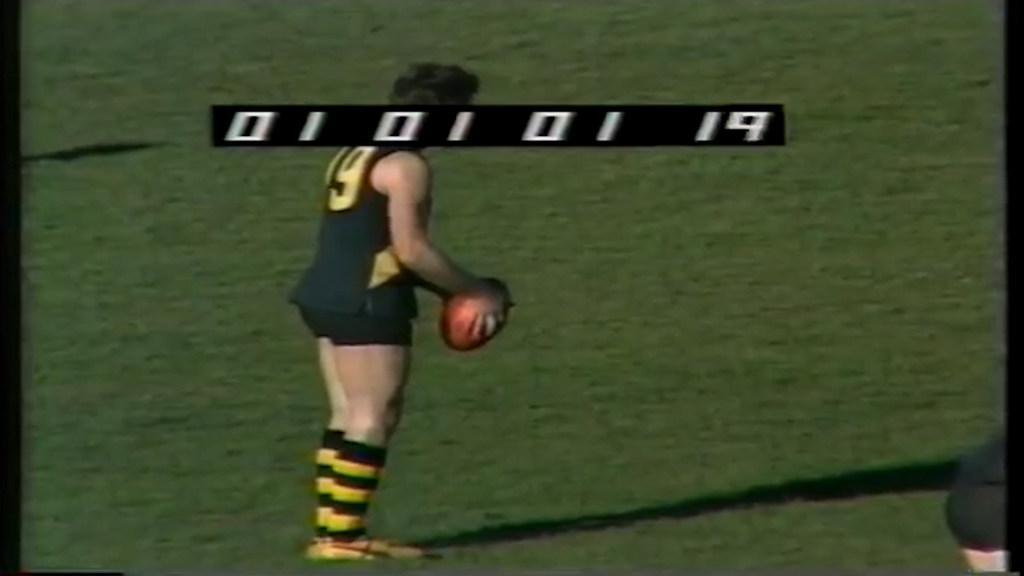 Glenelg's Fred Phillis kicks his 100th SANFL goal against Central District in 1975