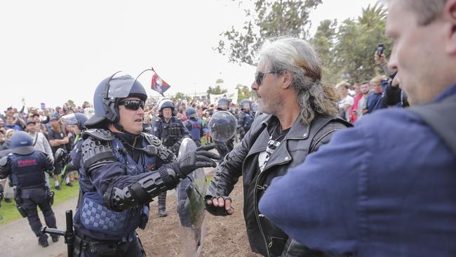 Police clash with protesters. Picture: Wayne Taylor