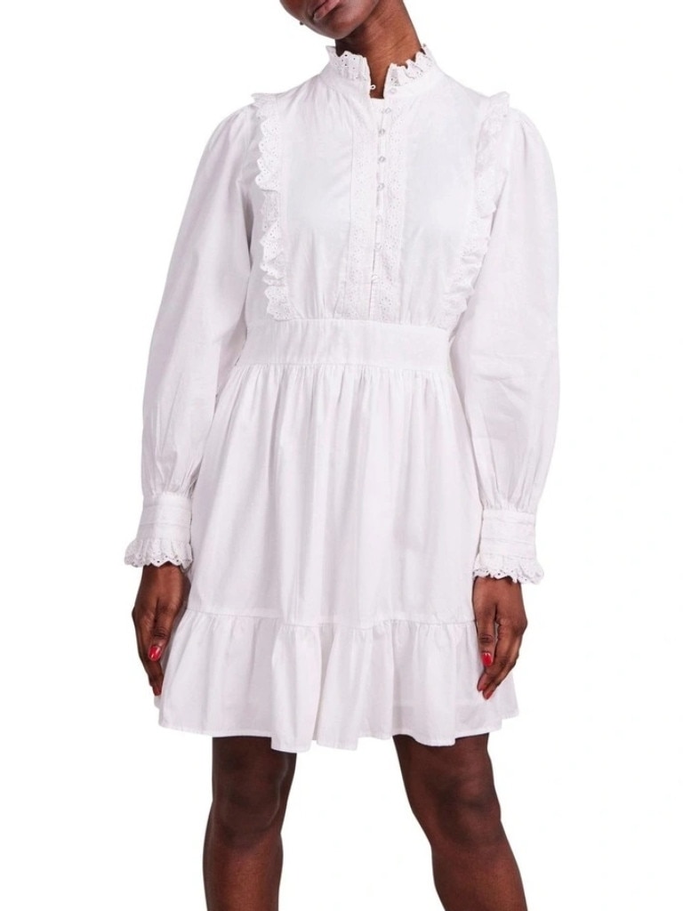 Y.A.S. Siv Long Sleeve Cotton Dress in Bright White. Picture: Myer.