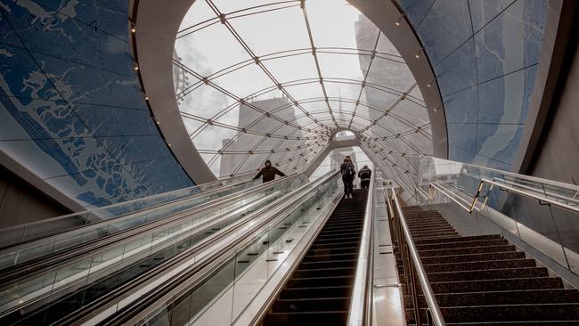 Commuters ride an escalator at Pennsylvania Station in New York. Picture: Amir Hamja/Bloomberg