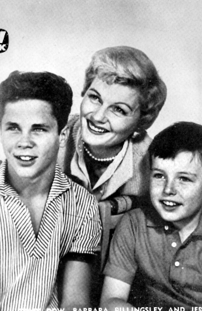 Dow (left) as Wally Cleaver, alongside actors, Barbara Billingsley &amp; Jerry Mathers in <i>Leave It To Beaver</i>.