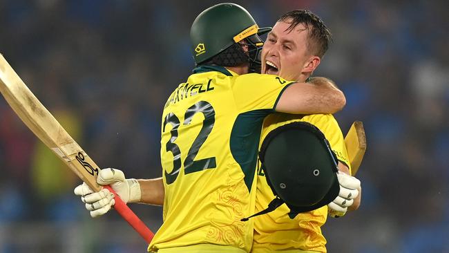 Marnus Labuschagne celebrates the winning moment. Picture: Getty Images