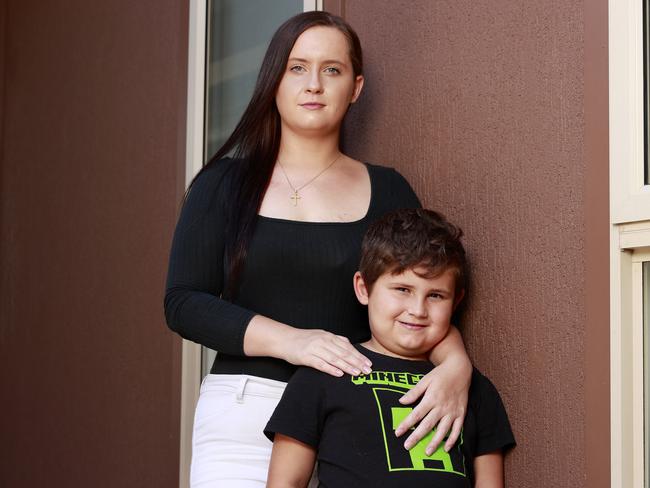 Kayla Witek and her son, Ariel, 6. Kayla was attacked by her partner when she was pregnant with Ariel and was stabbed nine times. Picture: Tim Hunter