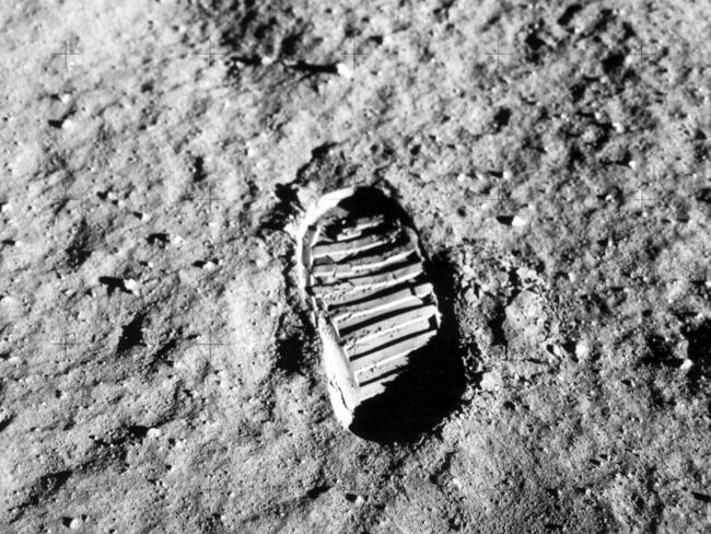 Armstrong's first footstep on the surface of the moon.