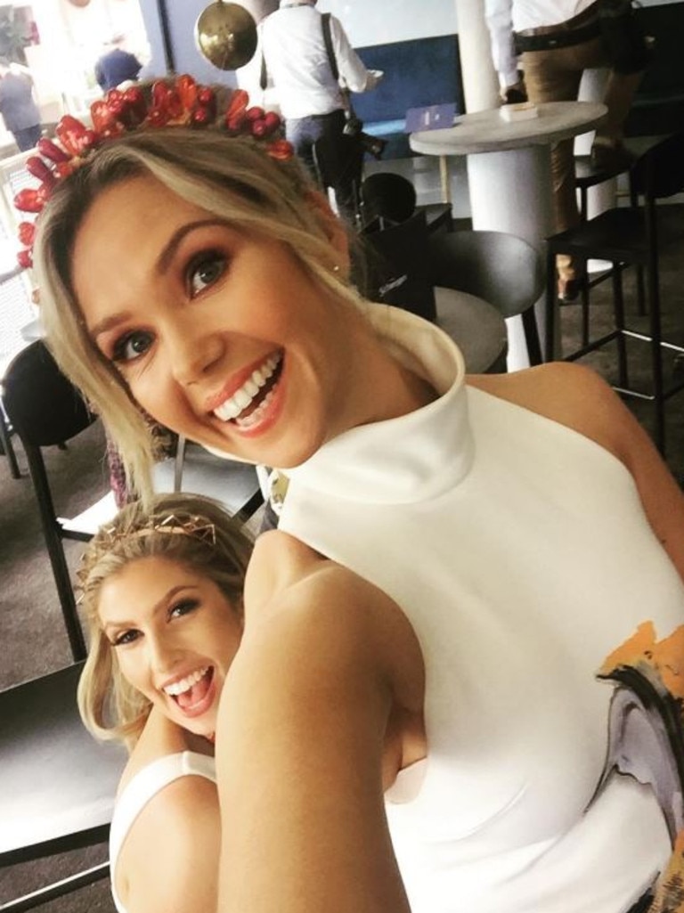 Melbourne Cup 2016 via social media ... Edwina Bartholomew, "When you dress splits up the back and it's not even 10am. Thanks for the quick stitch up Gen!" Picture: Instagram