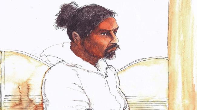 A sketch of rapist Aiden Driver during a 2009 court appearance. Sketch: Tim Ide