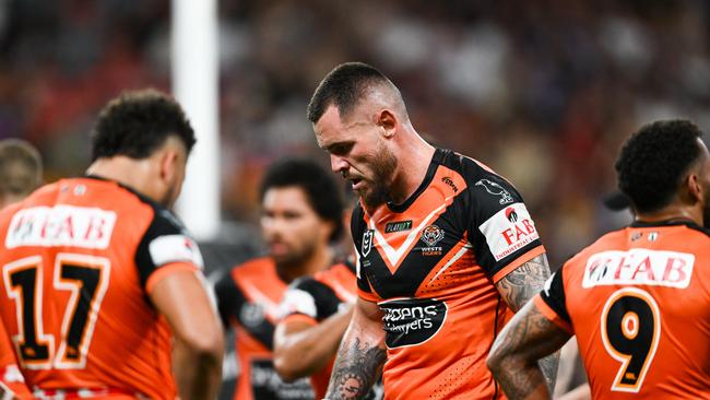 NRL 2023 RD05 Brisbane Broncos v Wests Tigers - David Klemmer, Dejection. Picture: NRL Photos