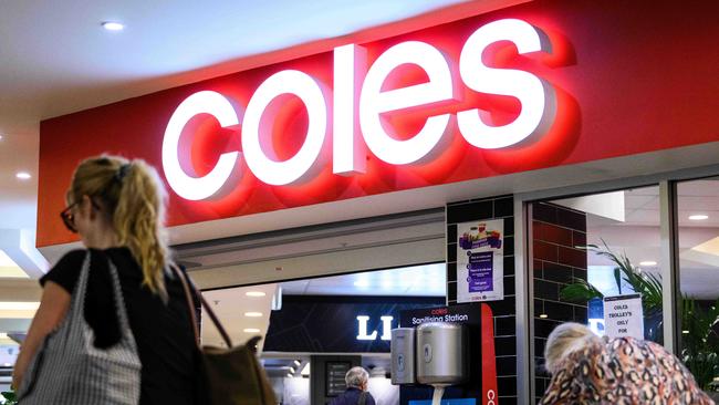 SYDNEY, AUSTRALIA - NewsWire Photos April 19, 2021: Signage outside a Coles supermarket, Sydney. Picture: NCA NewsWire / James Gourley