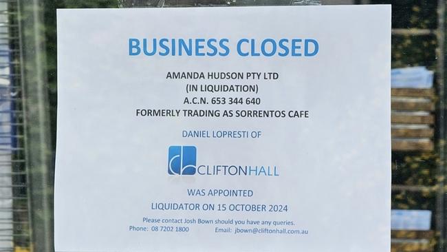 Sorrentos Cafe in Mount Gambier has closed down suddenly.