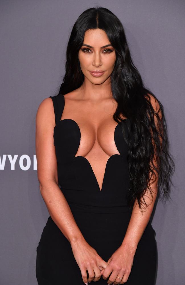 Showing some skin! Kim Kardashian at the amfAR Gala New York, held at Cipriani Wall Street. Picture: AFP