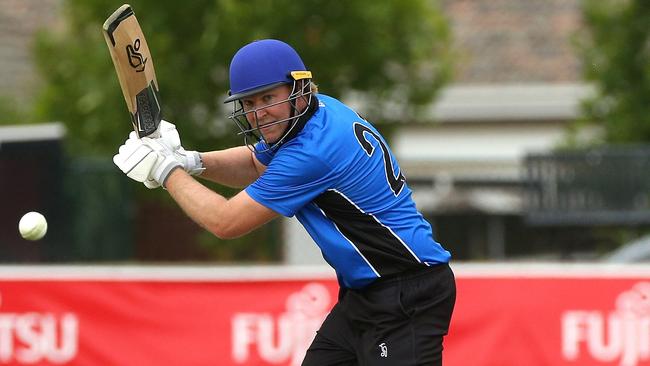 The experienced Matthew Harrison on his way to a half-century for Greenvale Kangaroos. Picture: Hamish Blair