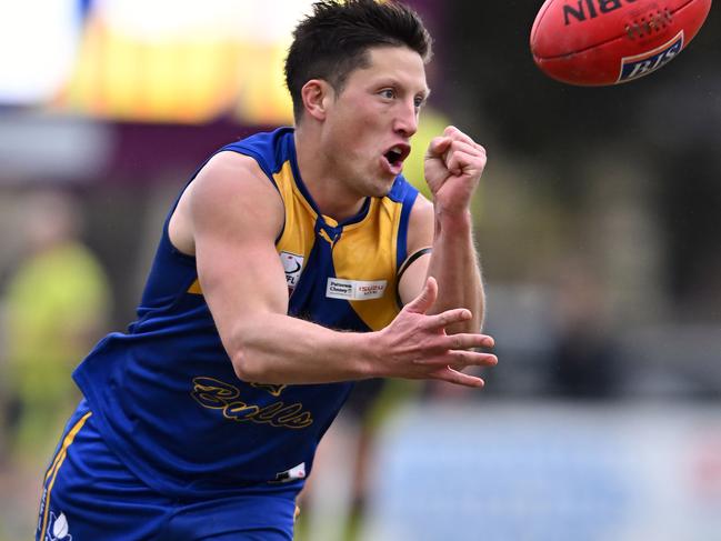 Noble ParkÃs Jackson Sketcher during the EFL Premier Division football match between Noble Park and Balwyn in Noble Park, Saturday, June 11, 2022. Picture: Andy Brownbill