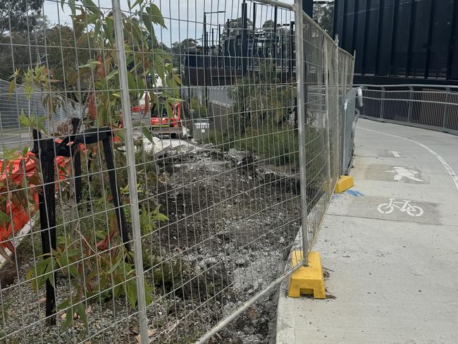 Montmorency station, where a walkway was built next to the car park on the Were St side of the station. Part of the Hurstbridge duplication project. It was built and then ripped apart Picture: Supplied