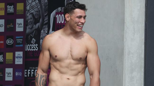 Boom back-rower Jordan Riki is one of Brisbane’s most impressive athletic specimens. Picture: Annette Dew