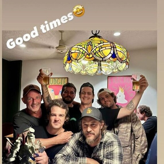 Travis Fimmel at the Burleigh Head bar Rosella's. Photo: Instagram/@thegoldenwavingcat