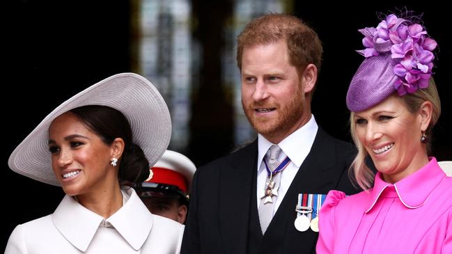 Meghan Markle and Prince Harry spent time with other members of the royal family during the Platinum Jubillee. Picture: Henry Nicholls/Getty Images