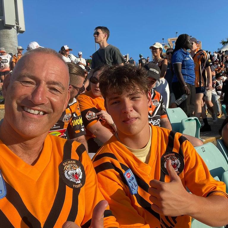 Anthony Field and son Antonio at Leichhardt Oval in March. Picture: Instagram