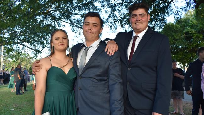 Kailey Payne, Ben Benham and Reece McGregor at the Pioneer State High School formal at the Mackay Golf Course on Friday November 20. Picture: Zizi Averill