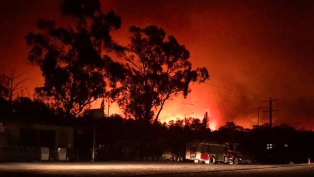 A bushfire near Nowa Nowa general store in East Gippsland. Picture: AAP