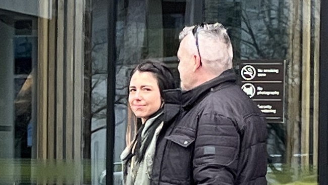 Felicity Loiterton leaves the ACT Law Courts with a supporter after being granted bail in September. Picture: Julia Kanapathippillai