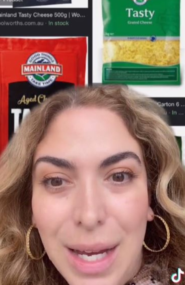 Australian woman @loucineh has shared how she found out tasty cheese isn’t a thing in other countries. Picture: TikTok/@loucineh
