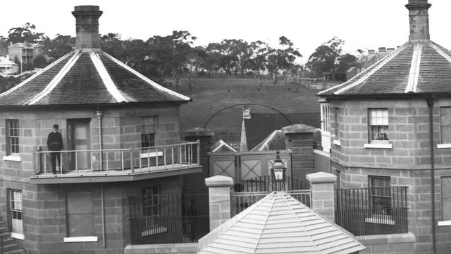 The gates of the Old Hobart Gaol, looking from the inside out, across Campbell St. Picture: COURTESY OF BRIAN RIEUSSET