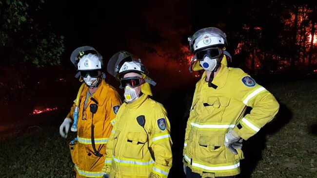 Firefighters from Cudgen Rural Fire Brigade at the Terragon fire in the Tweed last night. Picture: Cudgen Rural Fire Brigade