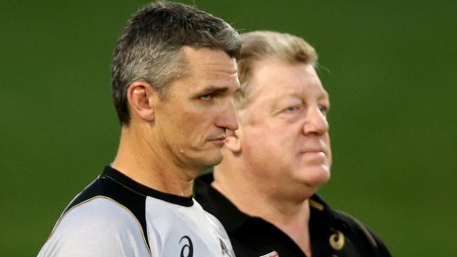 Panther's coach  Ivan Cleary and Phil Gould during the Penrith Panthers training session at Pepper Stadium,Penrith .Picture Gregg Porteous