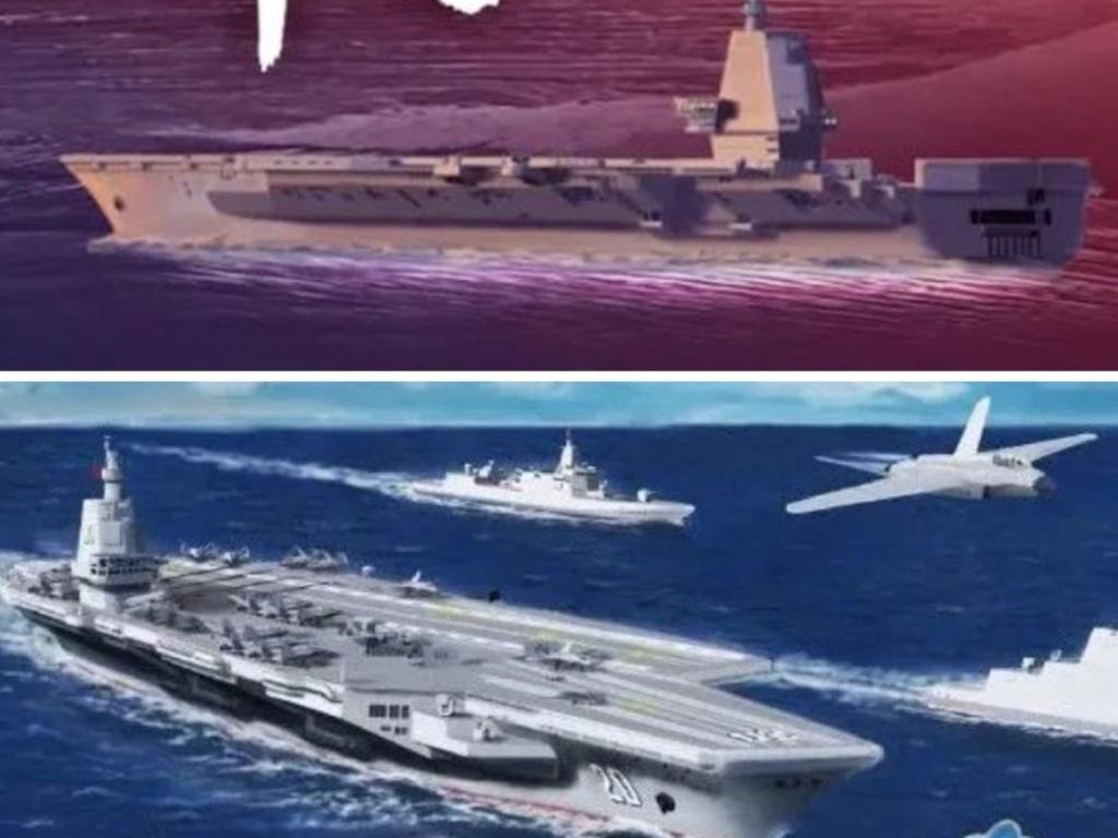 Jiangnan Changxing shipyard, which is building China’s first conventionally-powered CATOBAR aircraft carrier, releases an illustration of what it could be the Navy’s next nuclear-powered aircraft carrier Chinese. Picture: Twitter