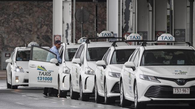 Taxis line up for passengers at Cairns Domestic Airport . Picture: Brian Cassey